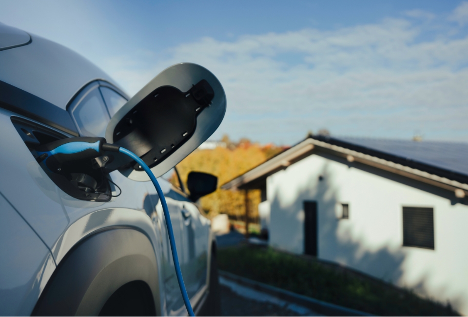 Elektromos Autó Töltése Otthon a ház előtt